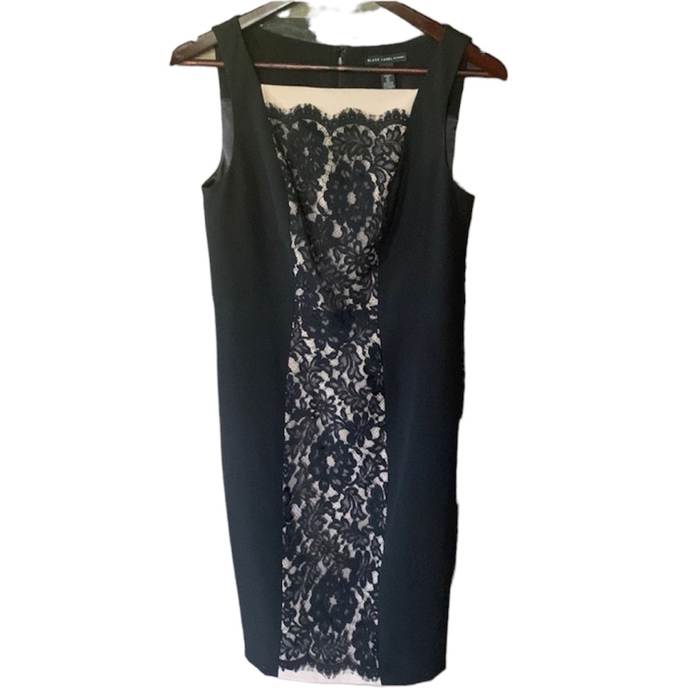Chicos Black label lace inlay dress black tie evening